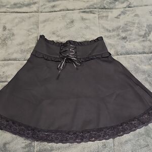 ROMWE Black A-Line Skirt with Full Silhouette